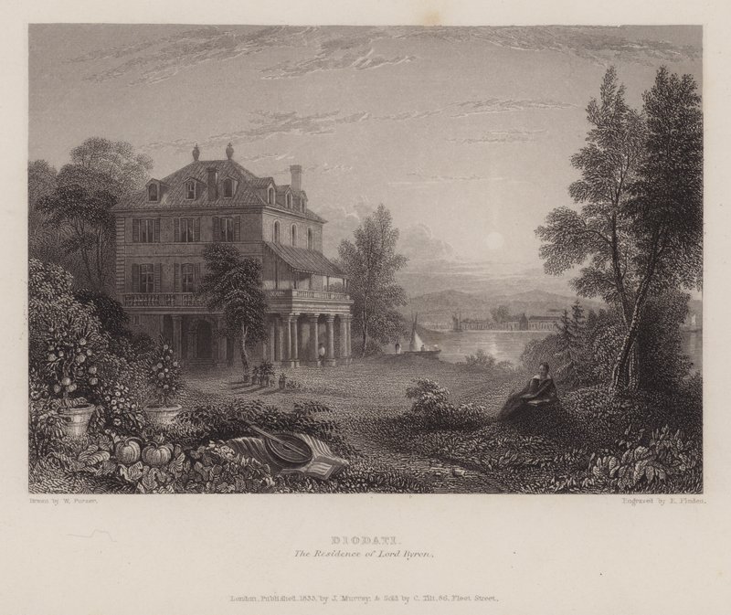 Villa Diodati, a residência de Lord Byron (gravura) de Edward Francis (after) Finden