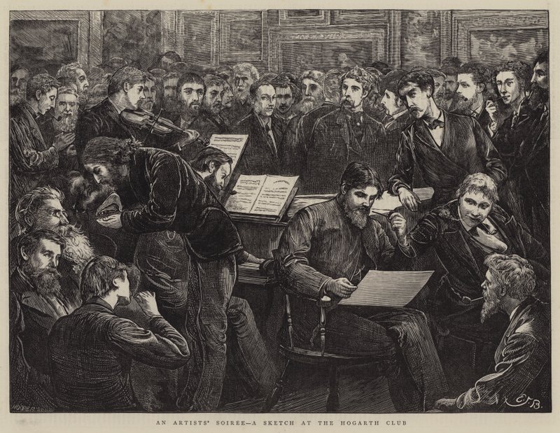 A festa de um artista, um esboço no Hogarth Club de Edward Frederick Brewtnall