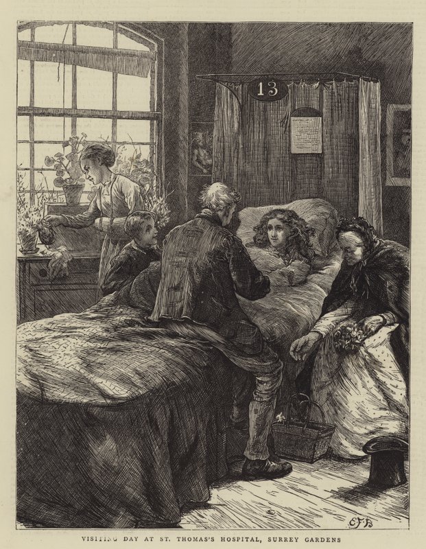 Dia de visita no Hospital St Thomas, Surrey Gardens de Edward Frederick Brewtnall