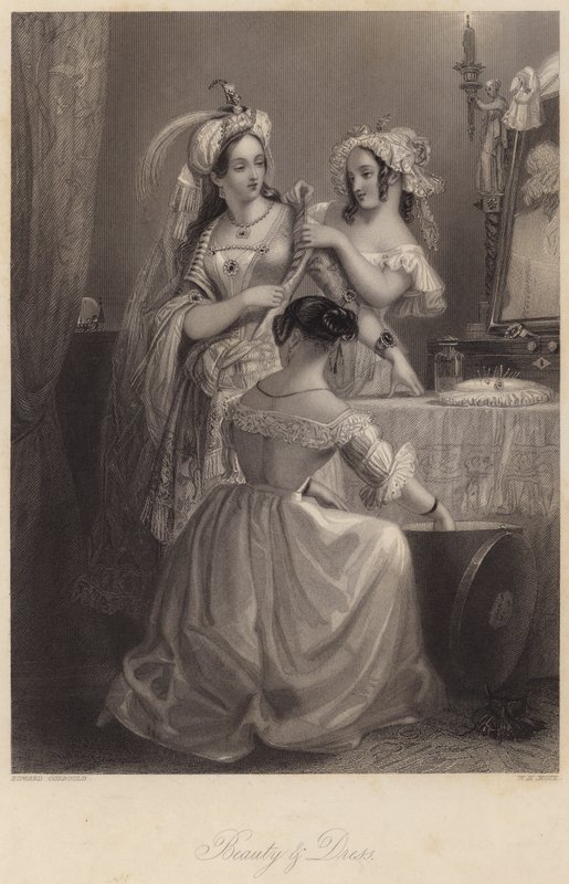 Beleza e Vestido (gravura) de Edward Henry (after) Corbould