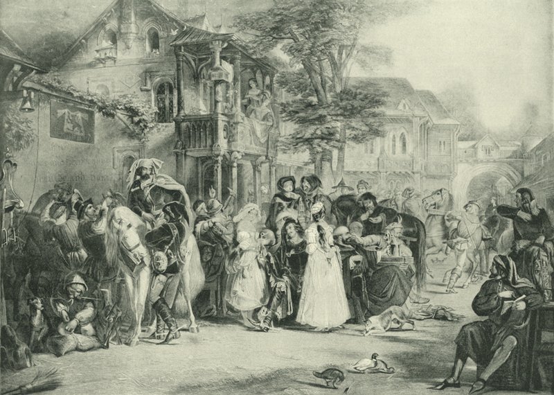 Chaucer e os Peregrinos de Canterbury (gravura) de Edward Henry Corbould