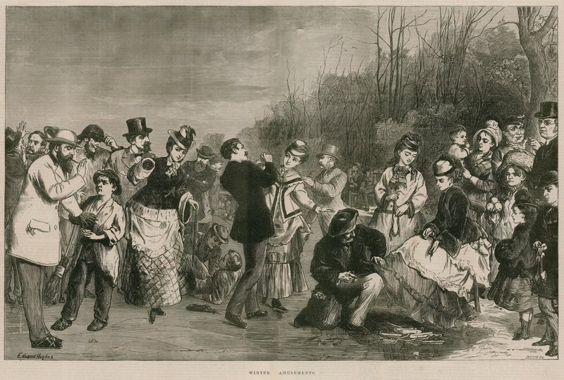 Divertimentos do inverno - patinando em Hyde Park, Londres de Edward Hughes