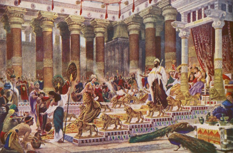 A visita da Rainha de Sabá ao Rei Salomão (litografia a cores) de Edward John (after) Poynter