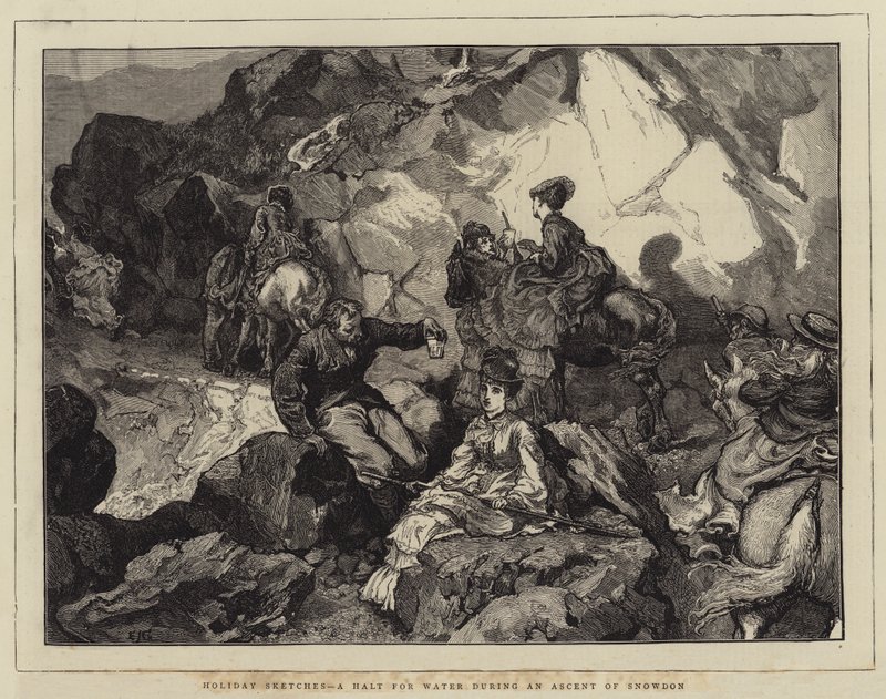 Esboços de férias, uma parada para a água durante uma subida de Snowdon de Edward John Gregory