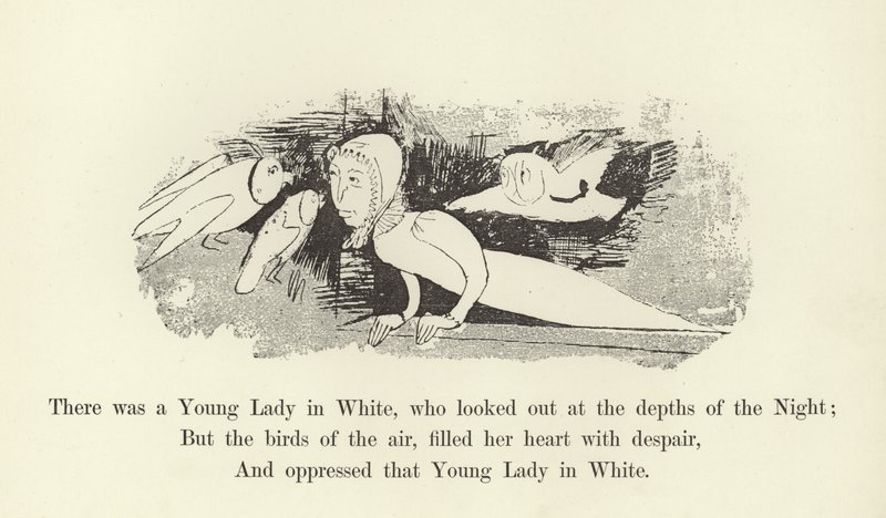 Havia uma jovem senhora de branco, que olhava para as profundezas da noite de Edward Lear