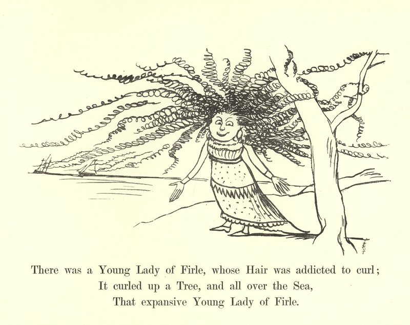 Havia uma jovem dama de Firle, cujo cabelo era viciado em enrolar de Edward Lear
