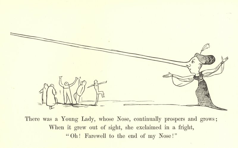 Havia uma jovem senhora, cujo nariz, continuamente prospera e cresce de Edward Lear