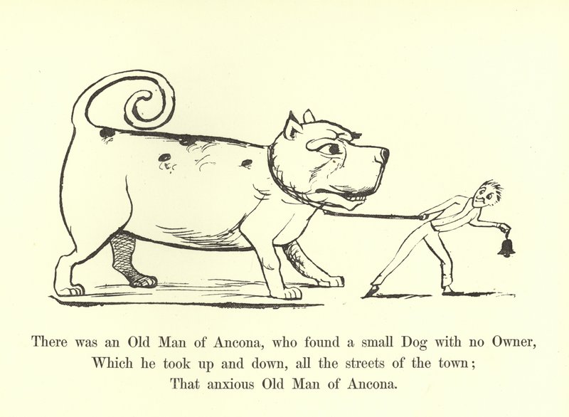 Houve um velho de Ancona, que encontrou um pequeno cão sem dono de Edward Lear