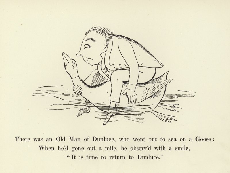 Houve um velho de Dunluce, que saiu para o mar em um ganso de Edward Lear