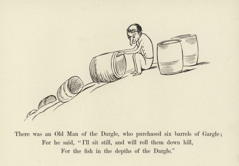 Houve um velho do Dargle, que comprou seis barris de Gargle de Edward Lear