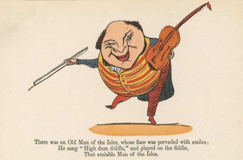 Havia um Velho das Ilhas, cujo rosto estava impregnado de sorrisos, de "Um Livro de Tolices", publicado por Frederick Warne and Co., Londres, c.1875 de Edward Lear