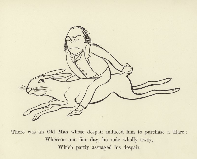 Havia um velho, cujo desespero induziu-o a comprar uma lebre de Edward Lear