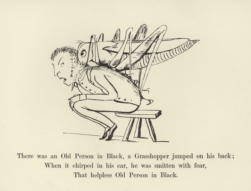 Havia um Velho em Preto, um Gafanhoto pulou de costas de Edward Lear