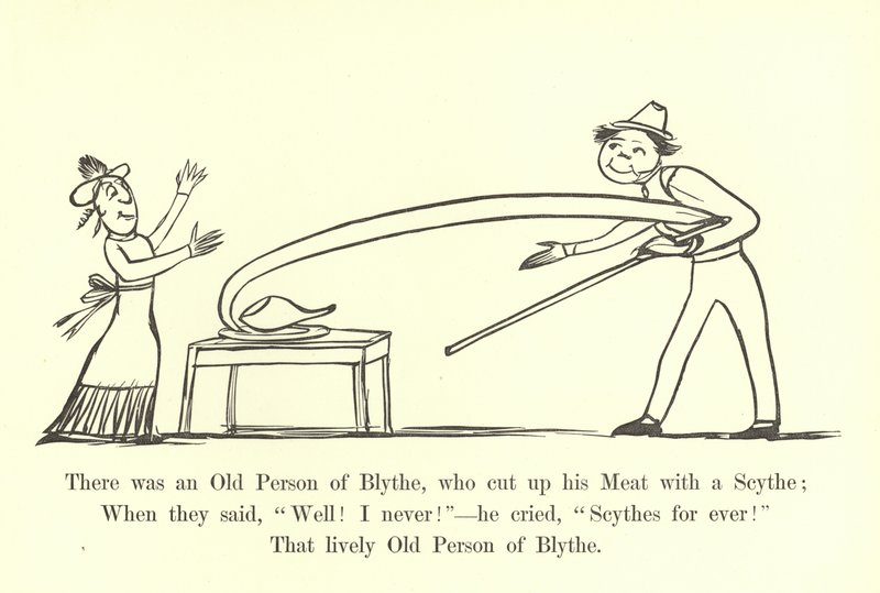 Havia uma pessoa idosa de Blythe, que cortou sua carne com uma foice de Edward Lear