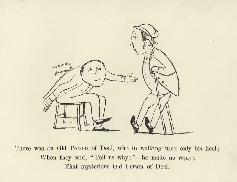 Havia uma pessoa velha do negócio, que na caminhada usava apenas o calcanhar de Edward Lear