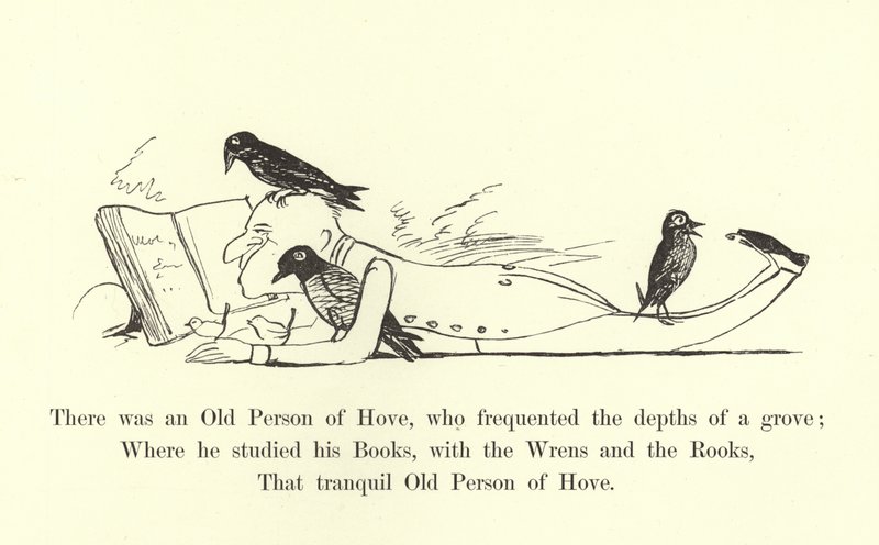 Houve uma pessoa idosa de Hove, que freqüentou as profundezas de um bosque de Edward Lear