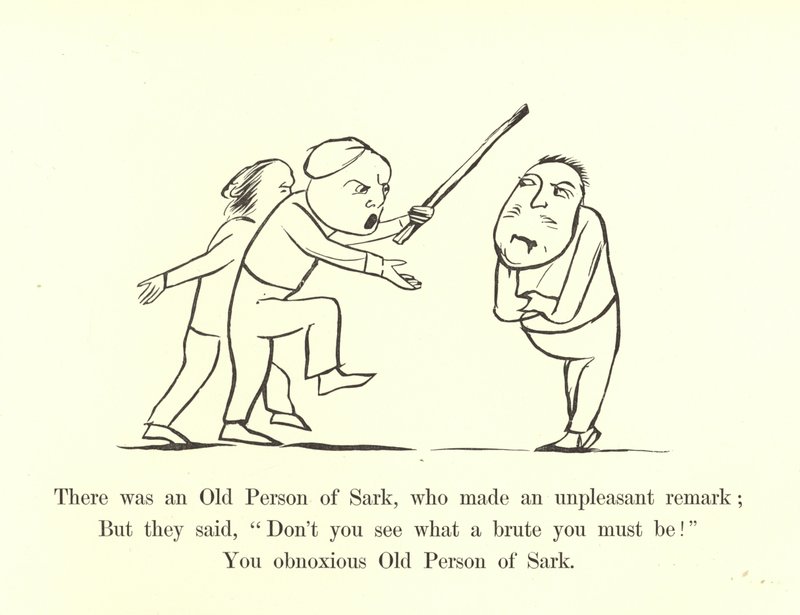 Houve um idoso de Sark, que fez uma observação desagradável de Edward Lear