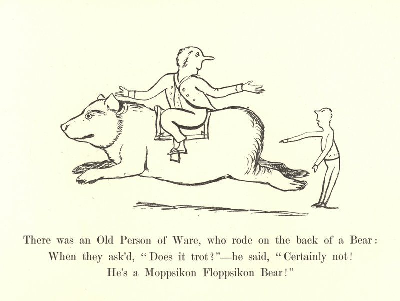 Havia uma pessoa idosa de Ware, que montou na parte de trás de um urso de Edward Lear