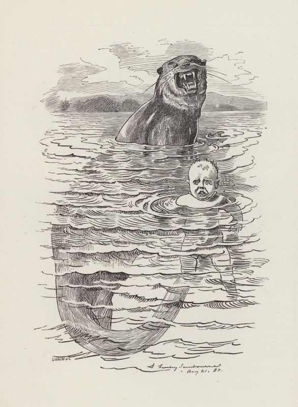 Ilustração para The Water-Babies de Charles Kingsley (gravura) de Edward Linley (after) Sambourne