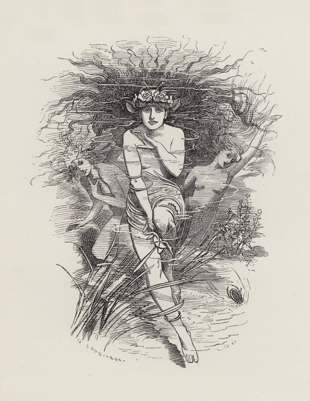 Ilustração para The Water-Babies de Charles Kingsley (gravura) de Edward Linley (after) Sambourne