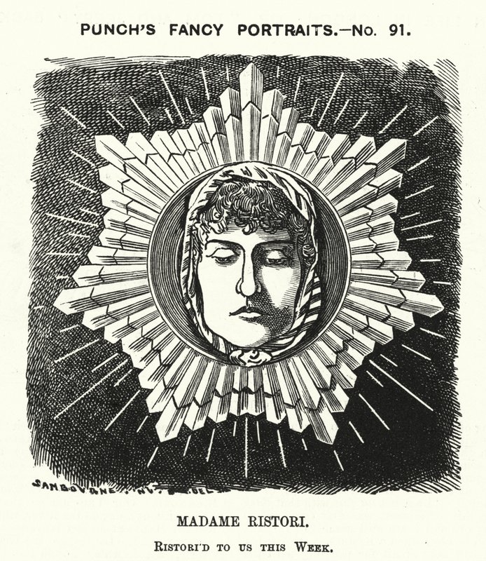 Soco cartoon: Adelaide Ristori, atriz italiana (gravura) de Edward Linley (after) Sambourne