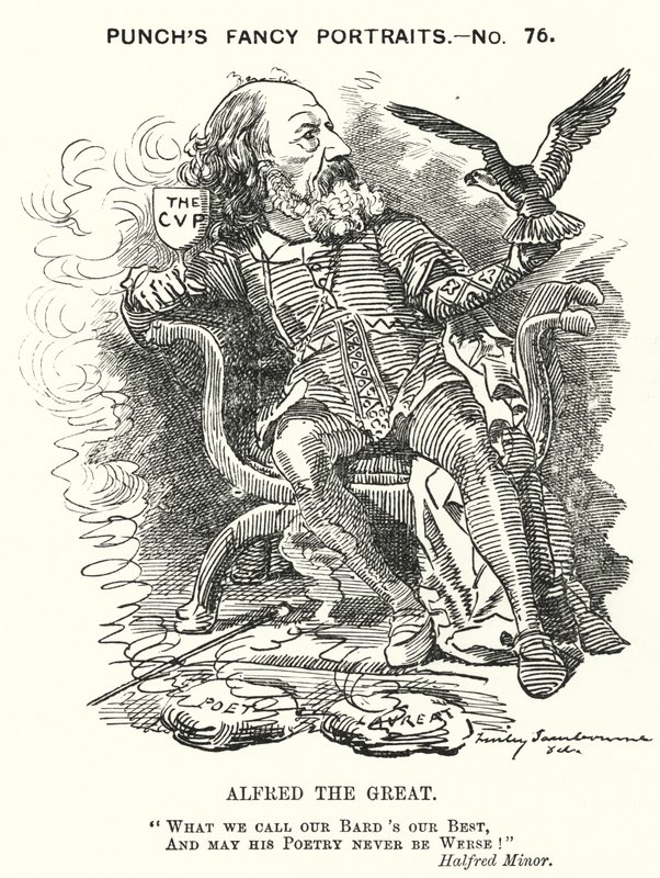 Soco cartoon: Alfred, Lord Tennyson, poeta inglês (gravura) de Edward Linley (after) Sambourne
