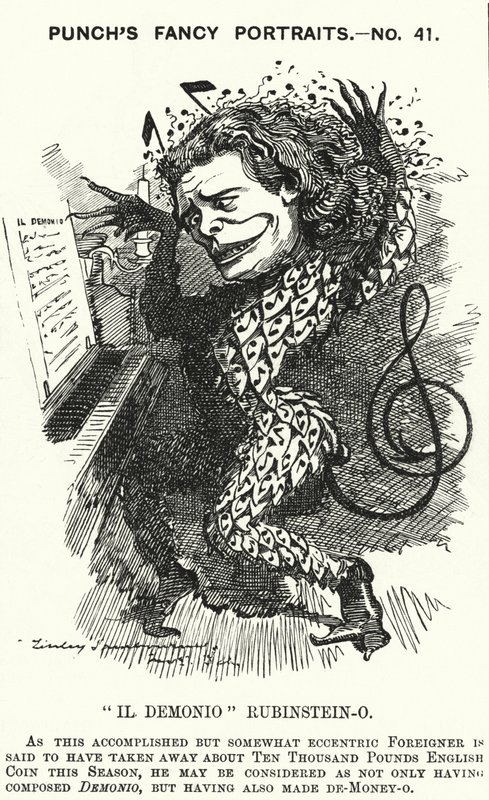 Soco cartoon: Anton Rubinstein, pianista, compositor e maestro russo (gravura) de Edward Linley (after) Sambourne