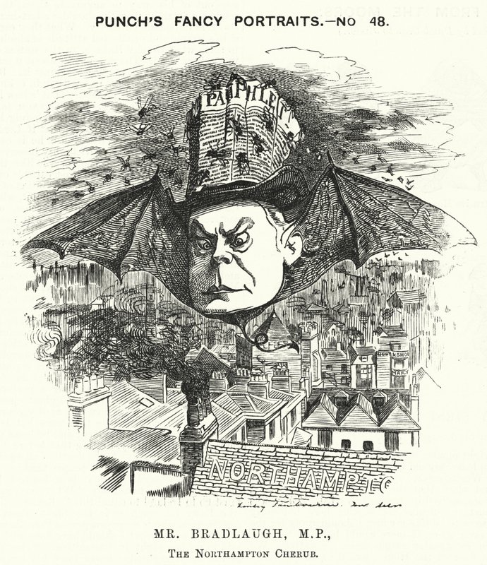 Soco cartoon: Charles Bradlaugh, político liberal inglês e ateu (gravura) de Edward Linley (after) Sambourne