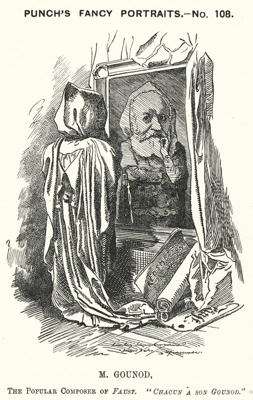 Soco cartoon: Charles Gounod, compositor francês (gravura) de Edward Linley (after) Sambourne