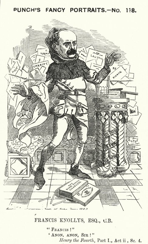 Soco cartoon: Francis Knollys, secretário particular do Príncipe de Gales (gravura) de Edward Linley (after) Sambourne