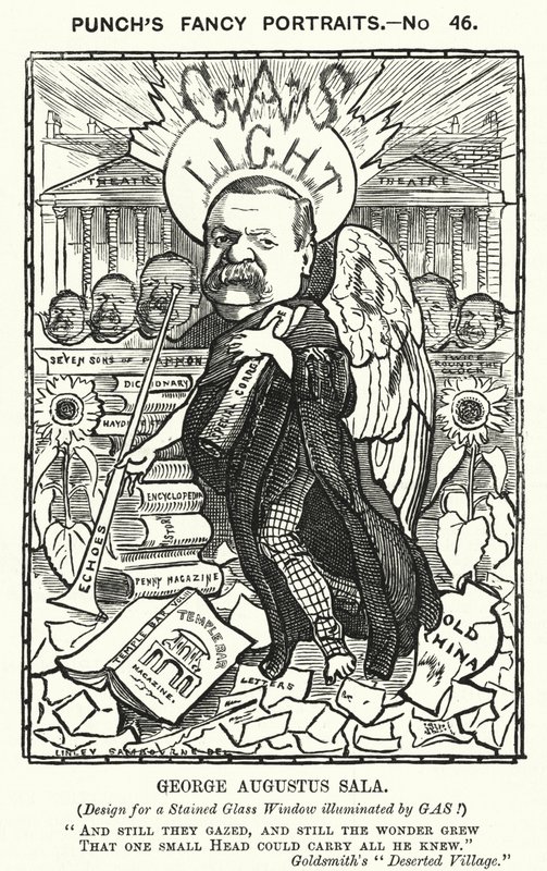 Soco cartoon: George Augustus Sala, autor e jornalista inglês (gravura) de Edward Linley (after) Sambourne