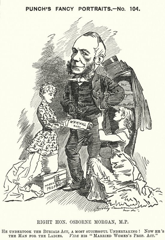 Soco cartoon: George Osborne Morgan, advogado galês e político liberal (gravura) de Edward Linley (after) Sambourne