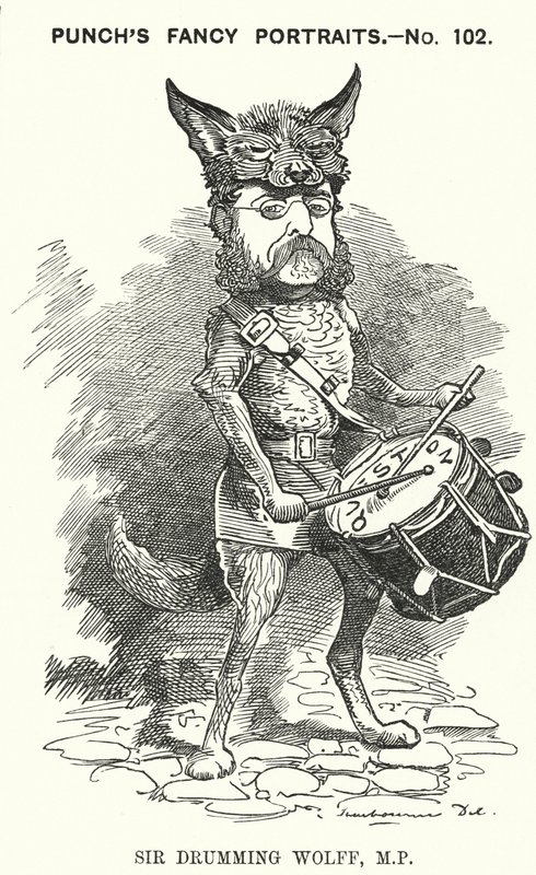 Soco cartoon: Henry Drummond Wolff, político conservador inglês (gravura) de Edward Linley (after) Sambourne