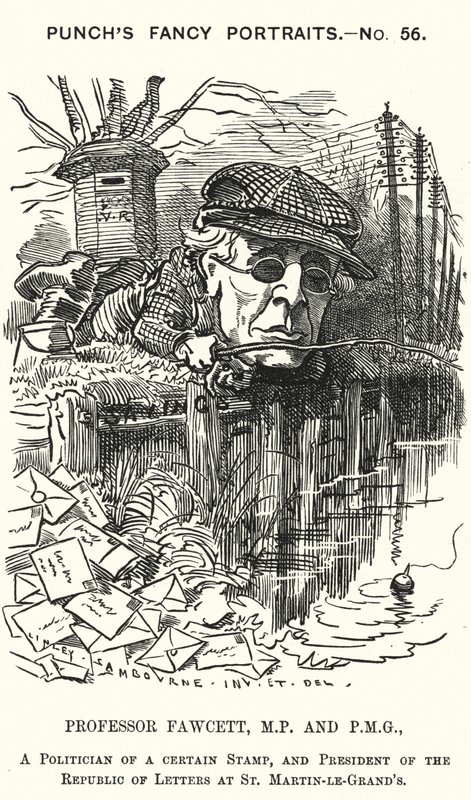 Soco cartoon: Henry Fawcett, político e economista inglês (gravura) de Edward Linley (after) Sambourne