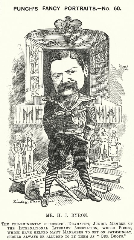 Soco cartoon: Henry James Byron, dramaturgo inglês (gravura) de Edward Linley (after) Sambourne