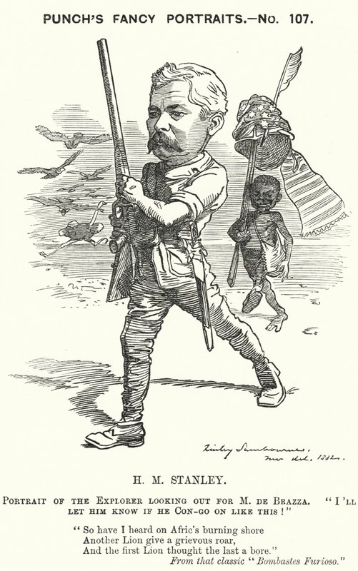 Soco cartoon: Henry Morton Stanley, jornalista e explorador galês (gravura) de Edward Linley (after) Sambourne