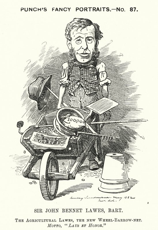 Soco cartoon: John Bennet Lawes, empresário inglês e cientista agrícola (gravura) de Edward Linley (after) Sambourne