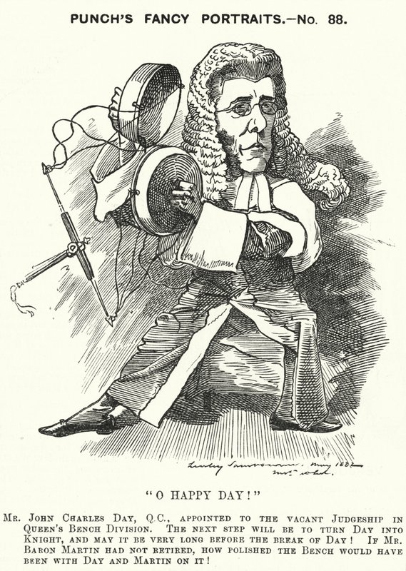 Soco cartoon: John Charles Day, advogado e juiz inglês (gravura) de Edward Linley (after) Sambourne