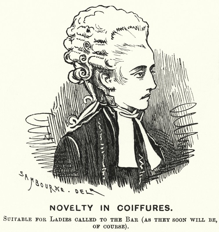 Soco cartoon: Novidade em Coiffures (gravura) de Edward Linley (after) Sambourne