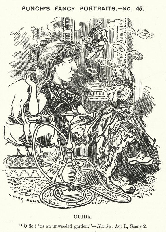 Soco cartoon: Ouida (Maria Louise Rame), romancista inglesa (gravura) de Edward Linley (after) Sambourne