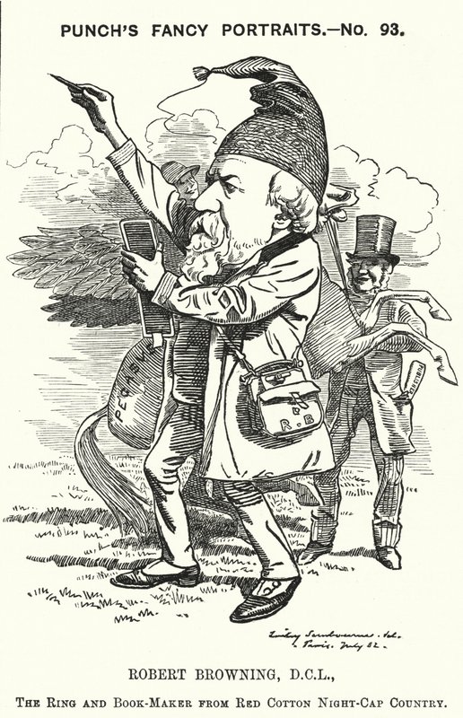 Soco cartoon: Robert Browning, poeta e dramaturgo inglês (gravura) de Edward Linley (after) Sambourne