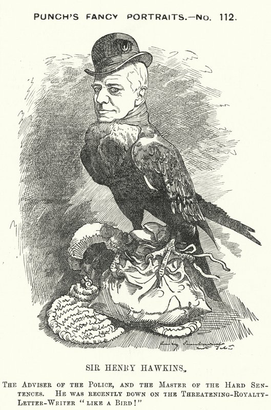 Soco cartoon: Sir Henry Hawkins de Edward Linley (after) Sambourne