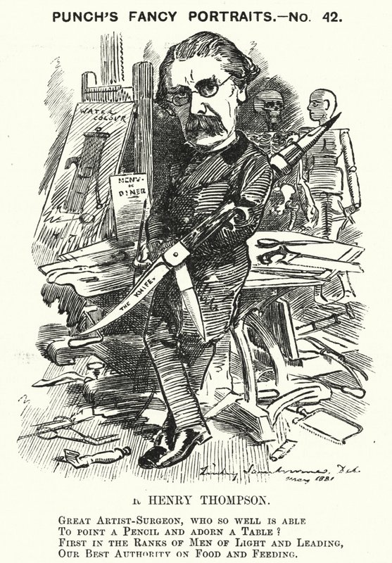 Soco cartoon: Sir Henry Thompson, cirurgião inglês (gravura) de Edward Linley (after) Sambourne
