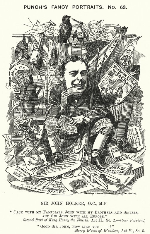 Soco cartoon: Sir John Holker, advogado e político inglês (gravura) de Edward Linley (after) Sambourne
