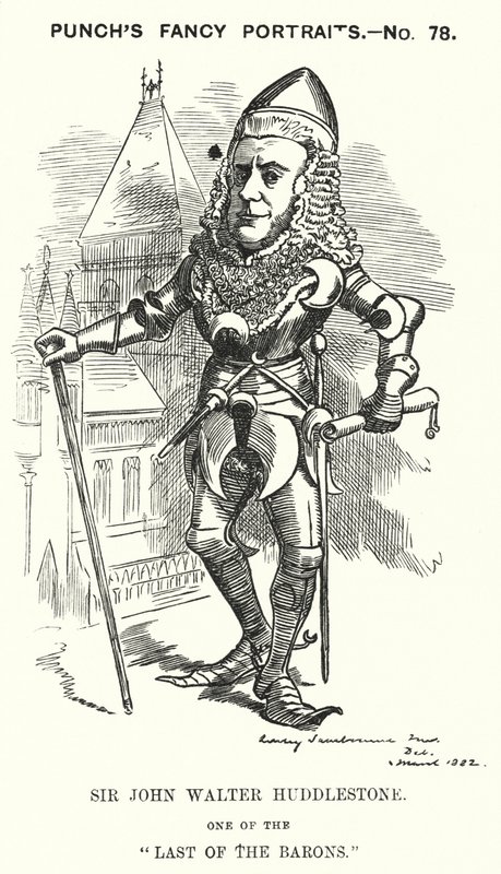 Soco cartoon: Sir John Walter Huddleston, advogado e juiz inglês (gravura) de Edward Linley (after) Sambourne