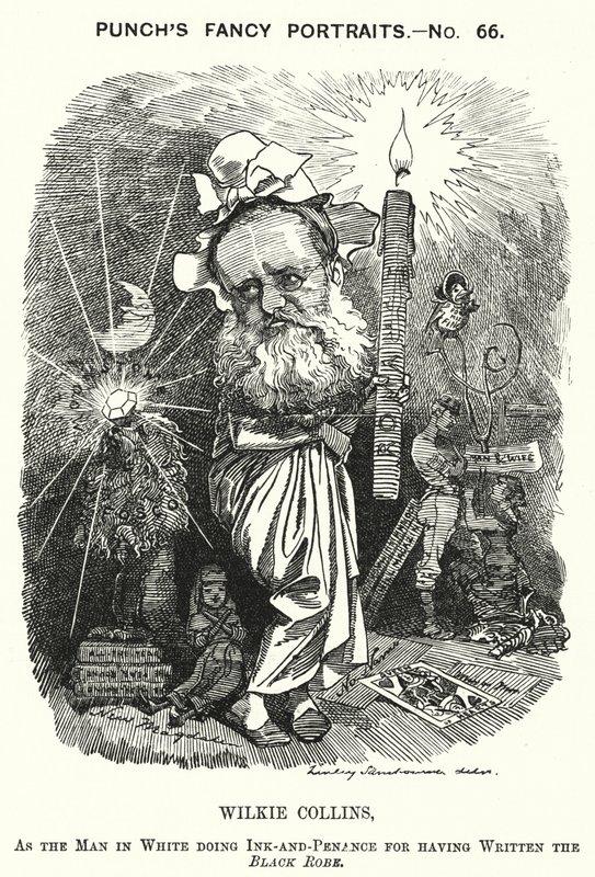 Soco cartoon: Wilkie Collins, romancista, dramaturgo e contista inglês (gravura) de Edward Linley (after) Sambourne