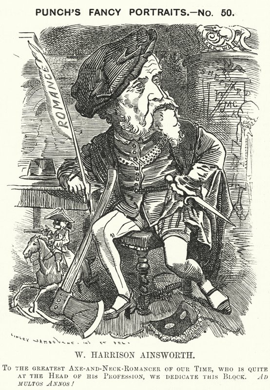 Soco cartoon: William Harrison Ainsworth, romancista histórico inglês (gravura) de Edward Linley (after) Sambourne