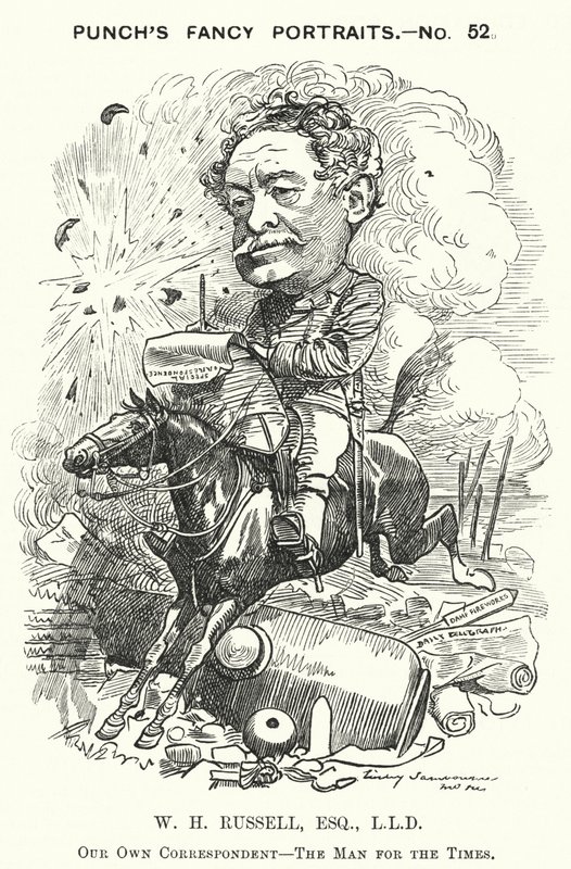Soco cartoon: William Howard Russell, jornalista irlandês e correspondente de guerra (gravura) de Edward Linley (after) Sambourne