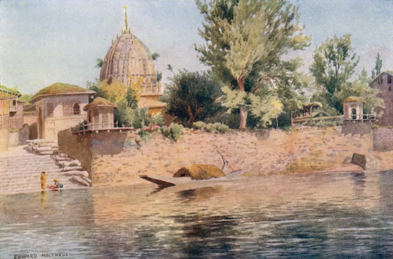 Um templo hindu, Srinagar de Edward Mary Joseph Molyneux