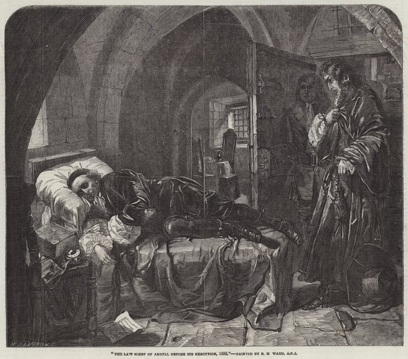 O último sono de Argyll antes de sua execução, 1685 de Edward Matthew Ward